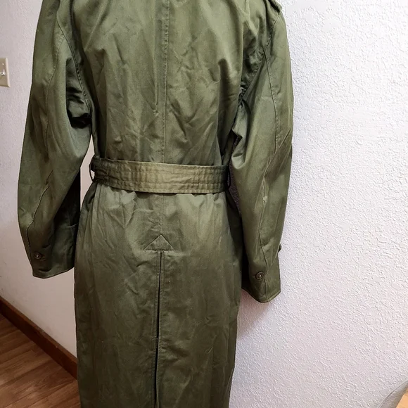 Vtg US Military Overcoat/Trench Coat Double Breasted Size Short S Olive Green - Picture 3 of 14